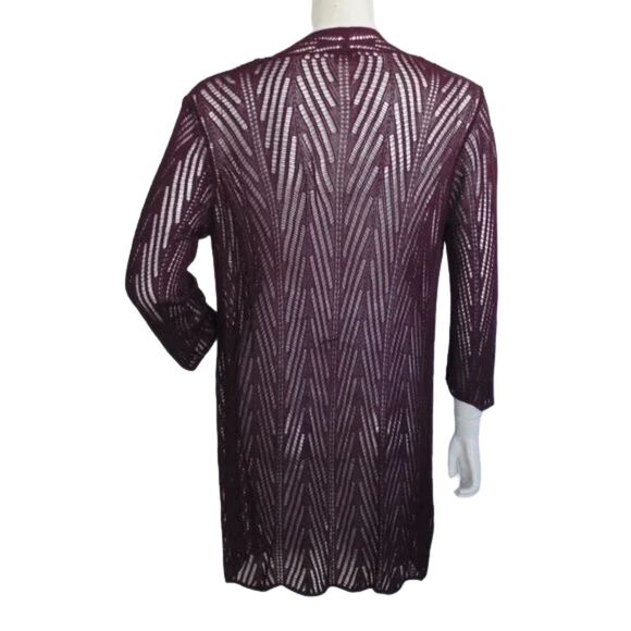 CHICO'S Travelers Sweater, 2, Maroon Open Knit, Open Front, Long sleeves - Picture 7 of 9